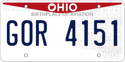 OH license plate GOR4151
