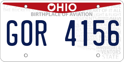OH license plate GOR4156
