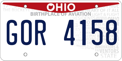 OH license plate GOR4158