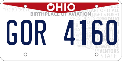 OH license plate GOR4160