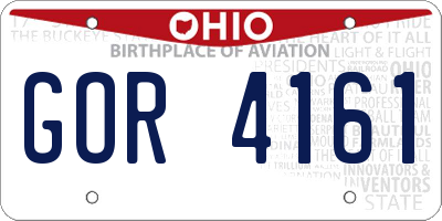 OH license plate GOR4161