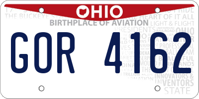 OH license plate GOR4162