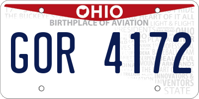 OH license plate GOR4172