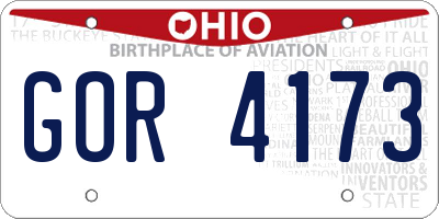 OH license plate GOR4173