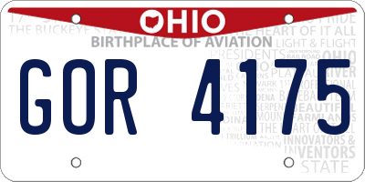 OH license plate GOR4175