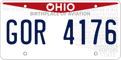 OH license plate GOR4176