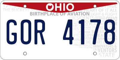 OH license plate GOR4178