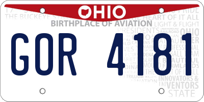 OH license plate GOR4181