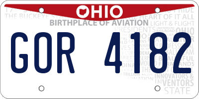OH license plate GOR4182