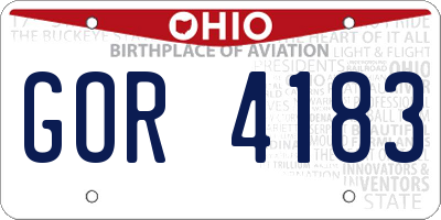 OH license plate GOR4183