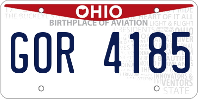 OH license plate GOR4185