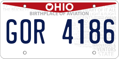 OH license plate GOR4186