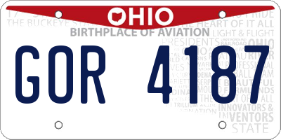 OH license plate GOR4187