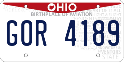 OH license plate GOR4189