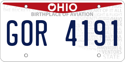 OH license plate GOR4191