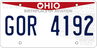 OH license plate GOR4192