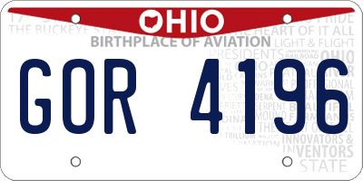 OH license plate GOR4196