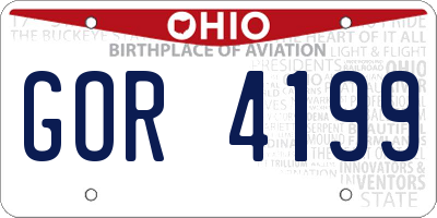 OH license plate GOR4199