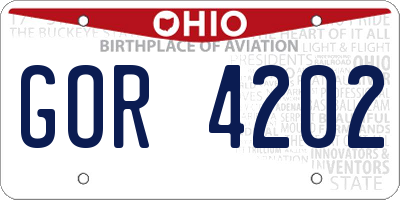 OH license plate GOR4202