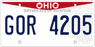 OH license plate GOR4205