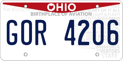 OH license plate GOR4206