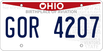 OH license plate GOR4207