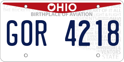OH license plate GOR4218