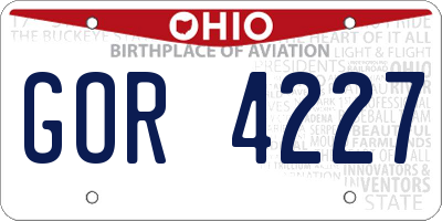 OH license plate GOR4227