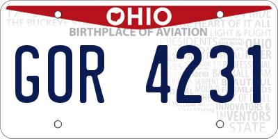 OH license plate GOR4231