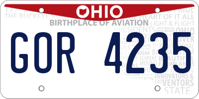 OH license plate GOR4235
