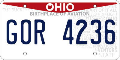 OH license plate GOR4236