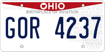 OH license plate GOR4237