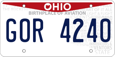 OH license plate GOR4240