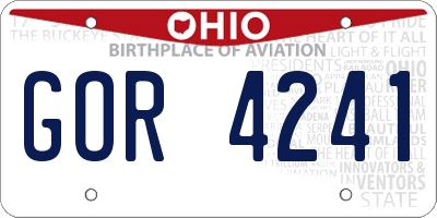 OH license plate GOR4241