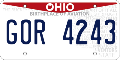 OH license plate GOR4243