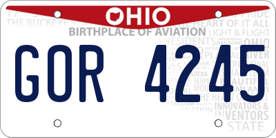 OH license plate GOR4245