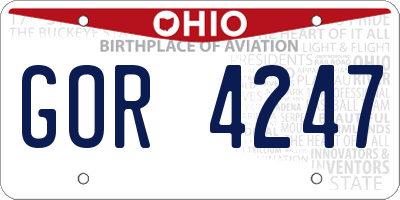 OH license plate GOR4247