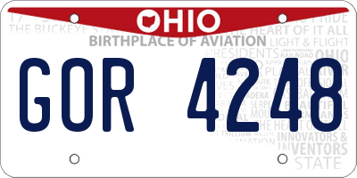 OH license plate GOR4248