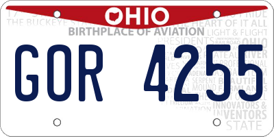 OH license plate GOR4255