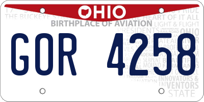 OH license plate GOR4258