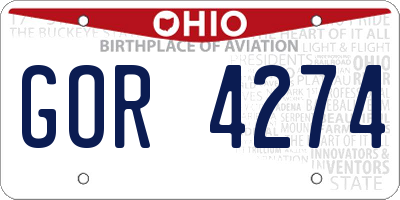 OH license plate GOR4274