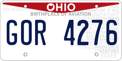 OH license plate GOR4276