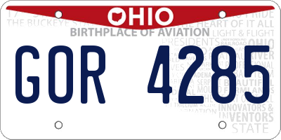 OH license plate GOR4285