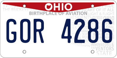 OH license plate GOR4286