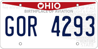 OH license plate GOR4293