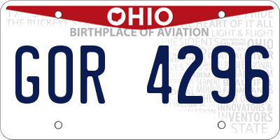 OH license plate GOR4296