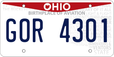 OH license plate GOR4301