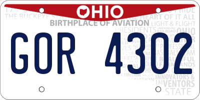 OH license plate GOR4302