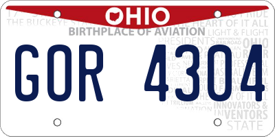 OH license plate GOR4304