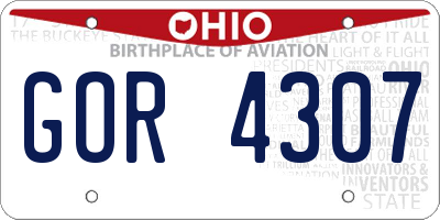 OH license plate GOR4307